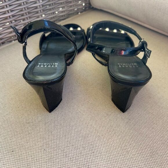 Stuart Weitzman Black Strappy Sandals with Pearl Embellishments - Picture 6 of 7